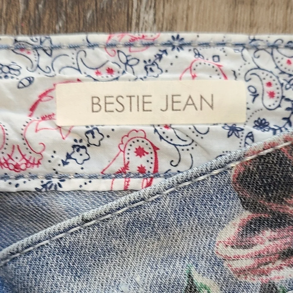 Vintage America Floral Skinny Jeans Rose Print Denim Women 10 Cottagecore Spring - Picture 8 of 11